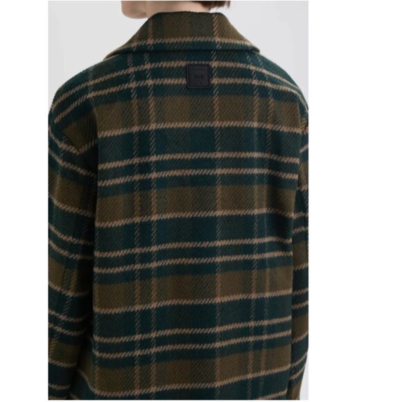 NEW HUNTER Wool Blend Plaid Coat in multi green for women 1225 8m4 - Picture 3 of 7